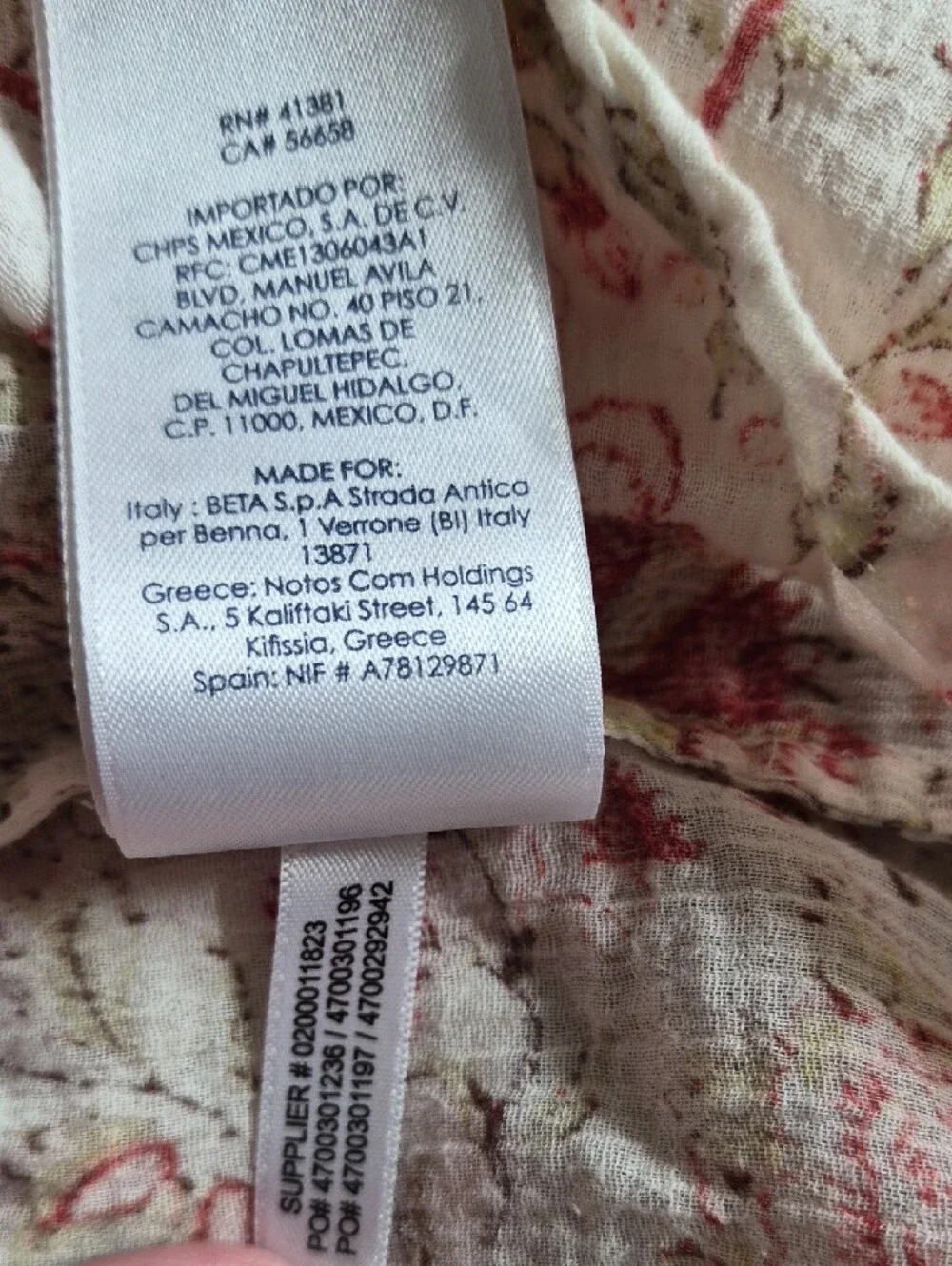 Chaps Cream Floral Tie-Front Peasant Tunic - Picture 9 of 10